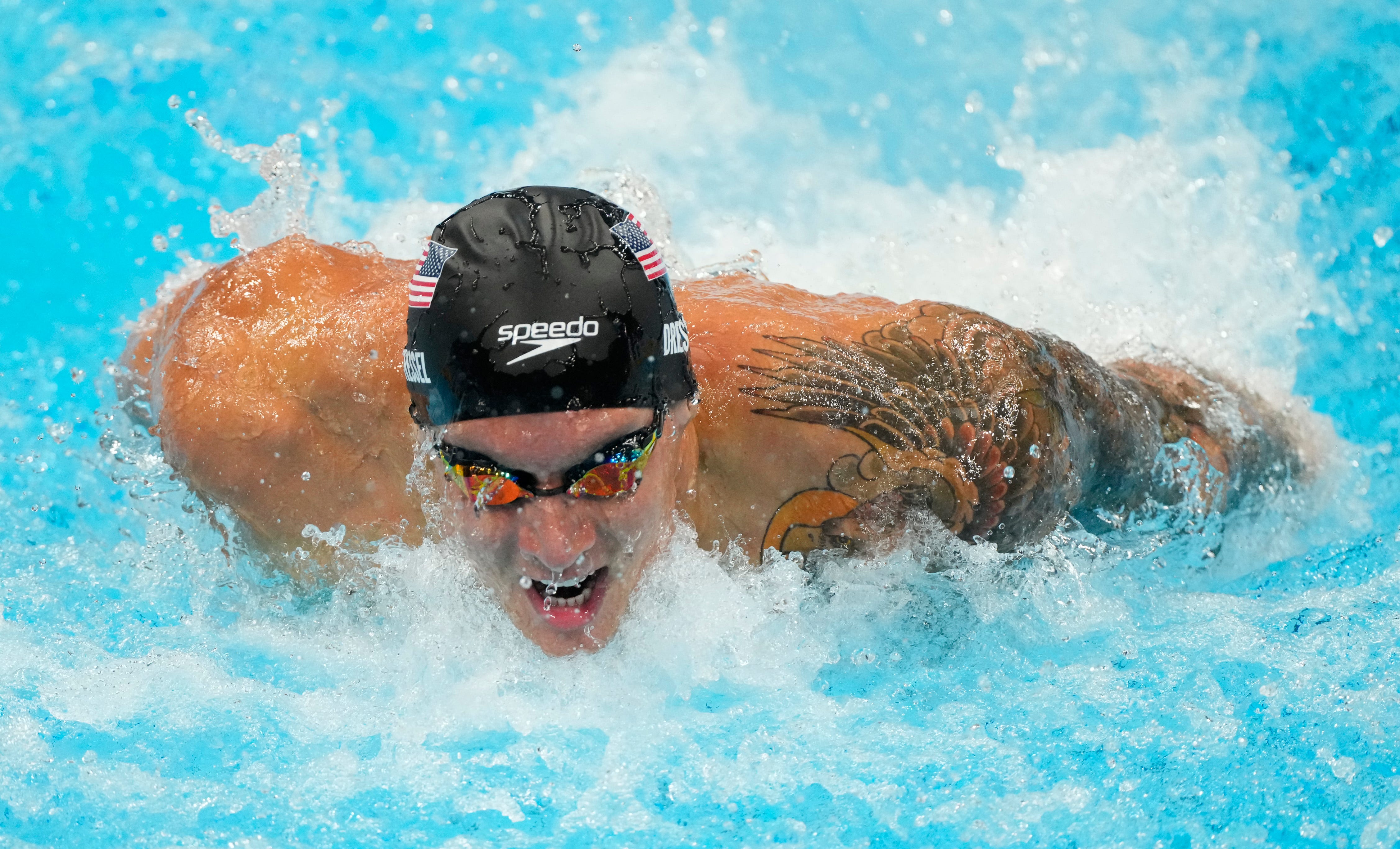 Caeleb Dressel (USA) in the men's 100m butterfly semifinals during the Tokyo 2020 Olympic Summer Games at Tokyo Aquatics Centre on Jul 30, 2021.